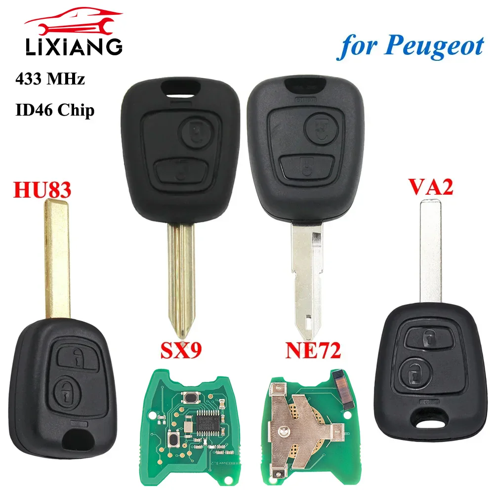 

LIXIANG Car Remote Key 2Buttons 433mhz ID46 For Peugeot 106 107 206 306 307 207 407 Partner For Citroen C1 C2 C3 C4 Saxo Picasso