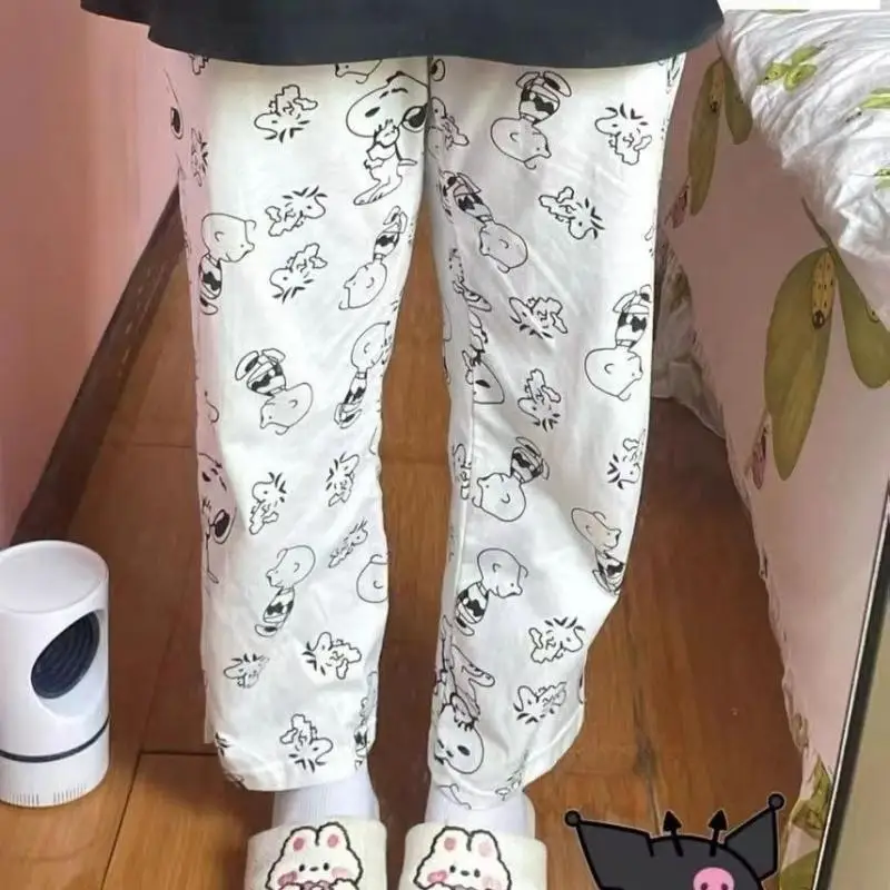 Kawaii Anime Snoopy Summer Women\'s Pajama Pants with Print for Wearing Mosquito Repellent Pants Loose Fitting Casual Home Pants