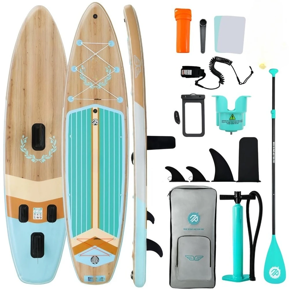 لوح مجداف كبير جدًا قابل للنفخ، SUP لشخصين/عائليين، لوح مجداف واقف مع حقيبة هاتف مقاومة للماء - ترقية جديدة