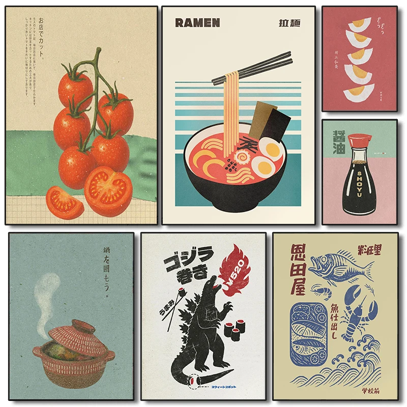 Japanese Lifestyle And Food - Japan Food Art Poster Retro Japanese