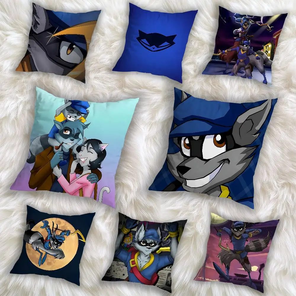 

Game S-Sly Cooper COOL Pillow Case Square Double-Sided Printing Short Plush Sofa Cushion Cover Bedroom Bedside Pillow