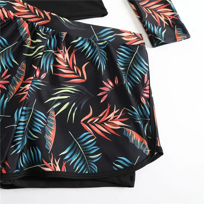 CYL-Women's Long Sleeves Rash Guard - 2 Piece Swimsuits With Built In Bra Swim Shirt And Shorts