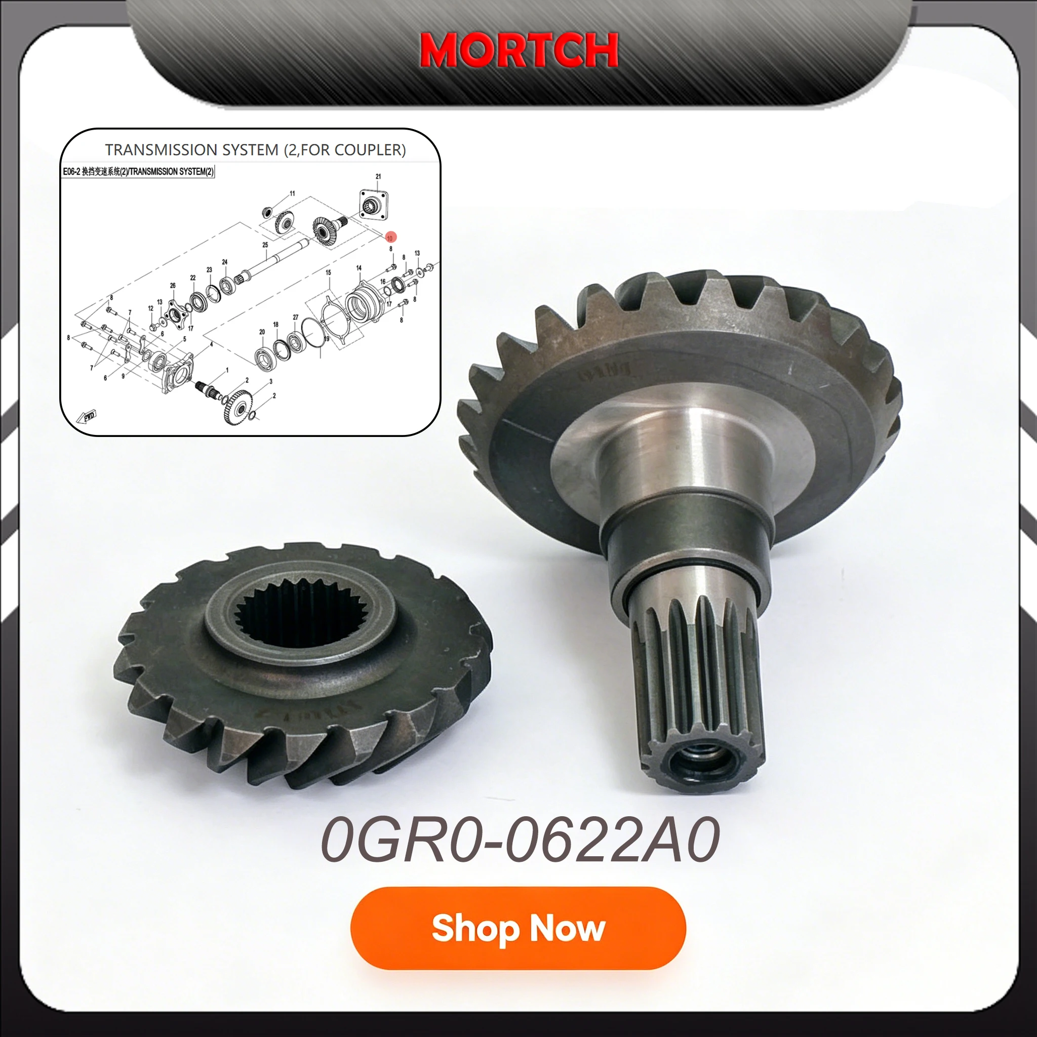 Original Drive Driven Bevel Gear Assembly 0GR0-0622A0 Fit CF Moto ATV CF400 500 600 800 UForce 600 ZForce 500 Trail Replacement