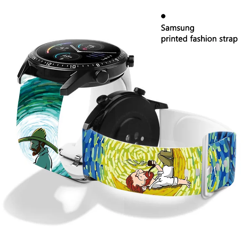 Voggh-Samsung Galaxy Watch用プリントストラップ,20mm, 22mm, 6mm,5, 40mm, 44mm, 4つのクラシック,42mm, 46mm,スポーツバンド交換可能なブレスレット