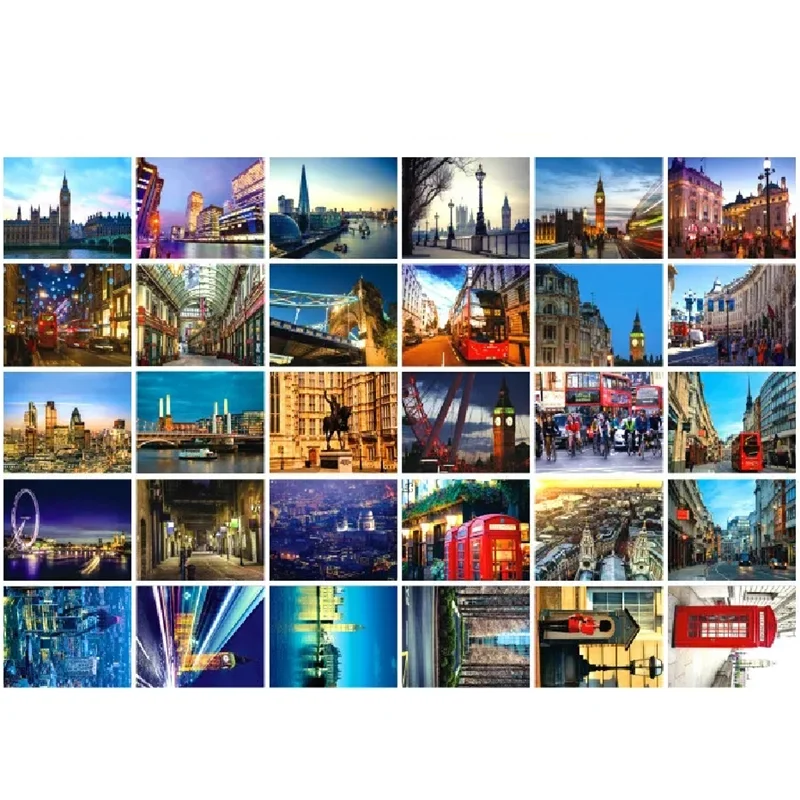 30 fogli Cartoline a tema Walking in London Biglietto d'auguri paesaggistico Cartolina postale con paesaggio HD Decorazione messaggio Biglietto dei desideri per fai da te
