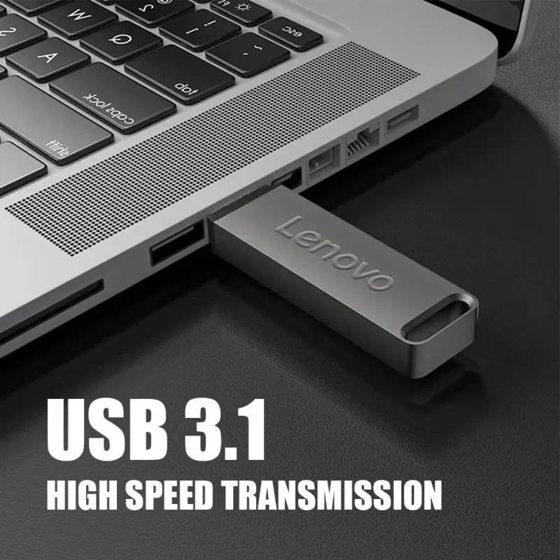 Lenovo แฟลชไดรฟ์ USB 3.2 2TB ของแท้, เพนไดรฟ์ความเร็วสูง1TB 512GB เมมโมรี่ USB กันน้ำโลหะสำหรับอุปกรณ์เก็บข้อมูลคอมพิวเตอร์