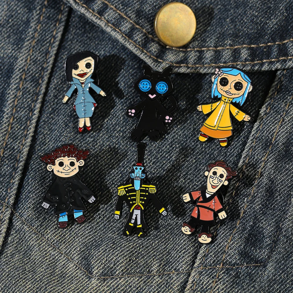 Coraline Doll Horror Animated Film Enamel Pins Punk Character Metal Brooch Backpack Badge - Halloween Accessory Gift for Friends