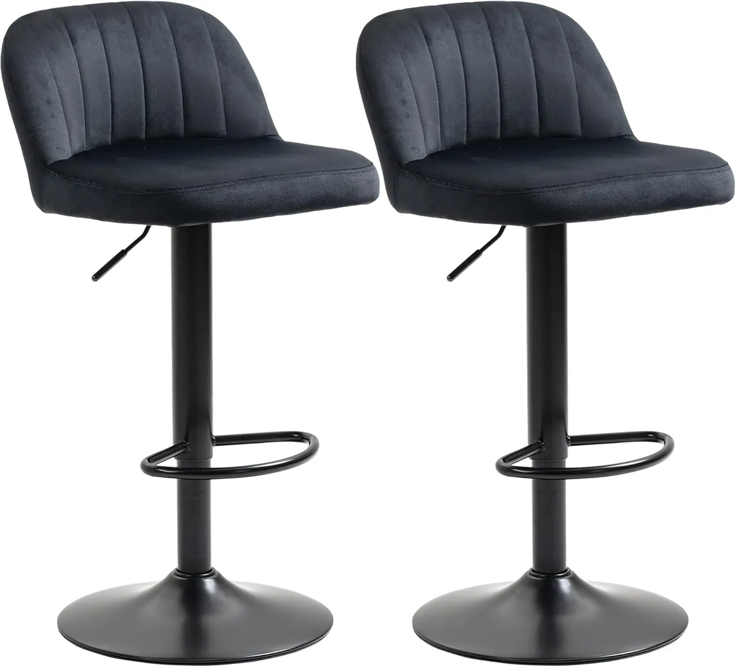 

Adjustable Bar Stools Set Of 2, Velvet Counter Height Barstool, Upholstered Kitchen Stool With Swivel Seat, Steel Frame,