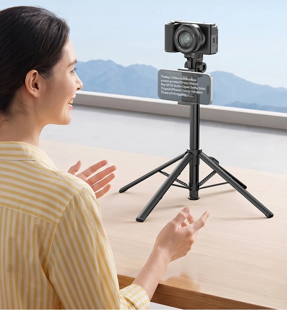 Ulanzi SK32 Auto-Open Selfie Stick Stativ (Handy-Klemm-Version) mit kabelloser Fernbedienung für Kamera, Handy, Selfie, Vlog, Fotografie – Detail 2