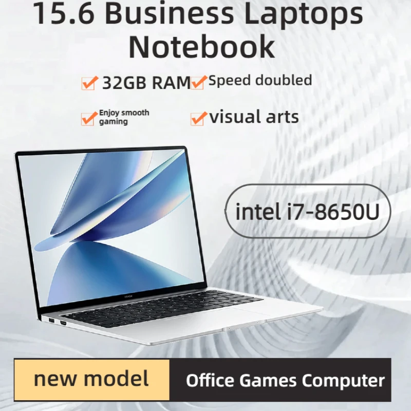 New 15.6' Ultra Slim Inch Business Laptops Notebook PC Intel Core i7-8650U 32GB RAM 2TB SSD For Office Games Computer