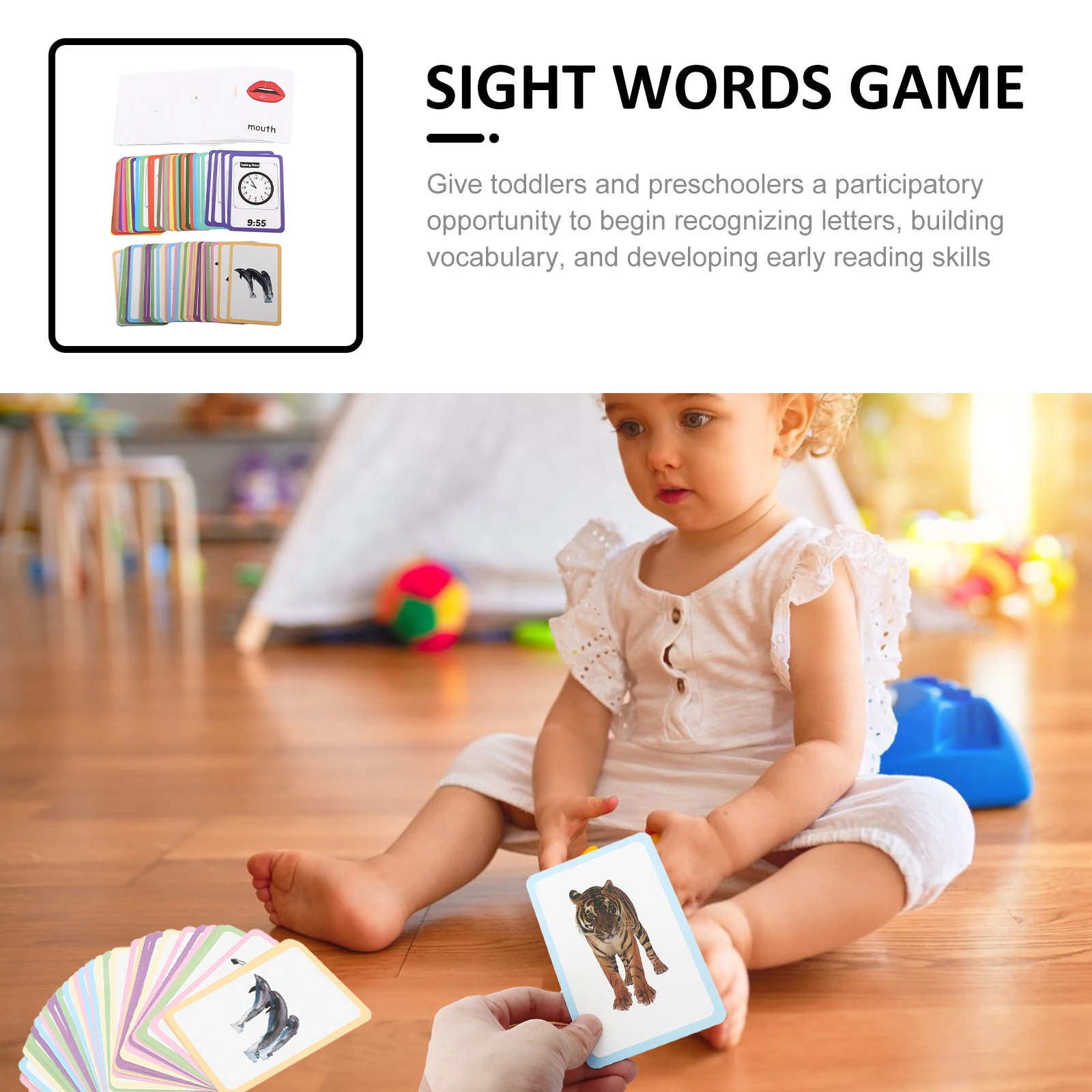 

Kids Cognitive Card Toys for Toddlers Vocabulary Flash Cards Sight Word Kindergarten