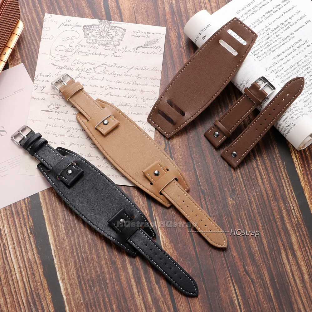

Ремешок для часов винтажного стиля 20 мм, 22 мм, 24 мм с матовой подложкой, ремешок из искусственной кожи в ретро-стиле, универсальный сменный ремешок для мужчин, аксессуары для часов