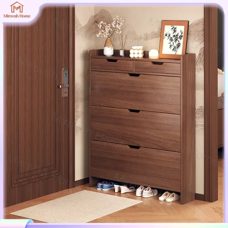 For Ultra Thin Shoe Cabinet Tipping Bucket Entryway Storage Small Apartment Large Capacity Simple Shoe Rack Hallway Organizer