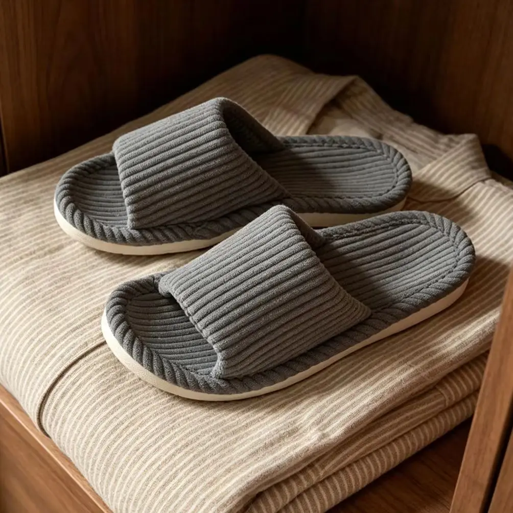 Women's Men's Autumn Winter Supportive Cotton Slippers Simple Comfortable Home Soft Soles Non-Slip Casual Soft.