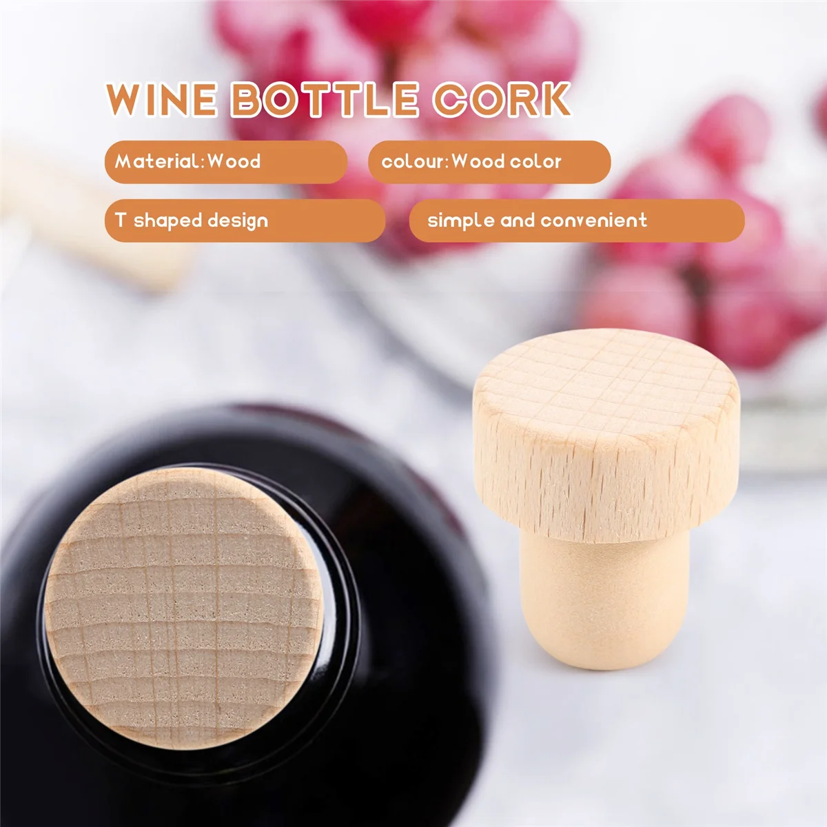 Wine Bottle Corks T Shaped Cork Plugs for Wine Cork Wine Stopper Reusable Wine Corks Wooden and Rubber Wine Stoppers HOT