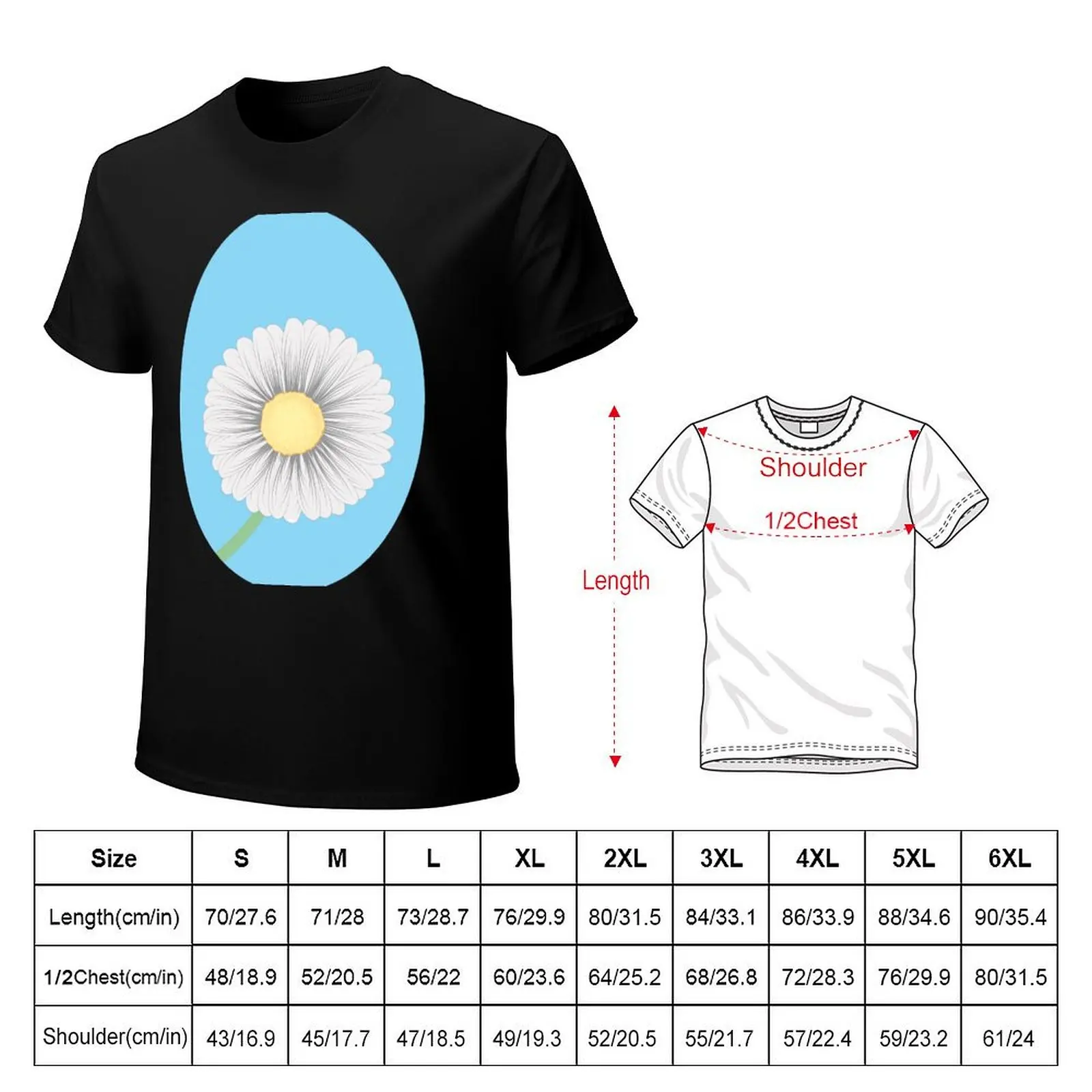 Daisy Flower T-Shirt Casual Fashion Short Sleeve Cotton T-Shirt