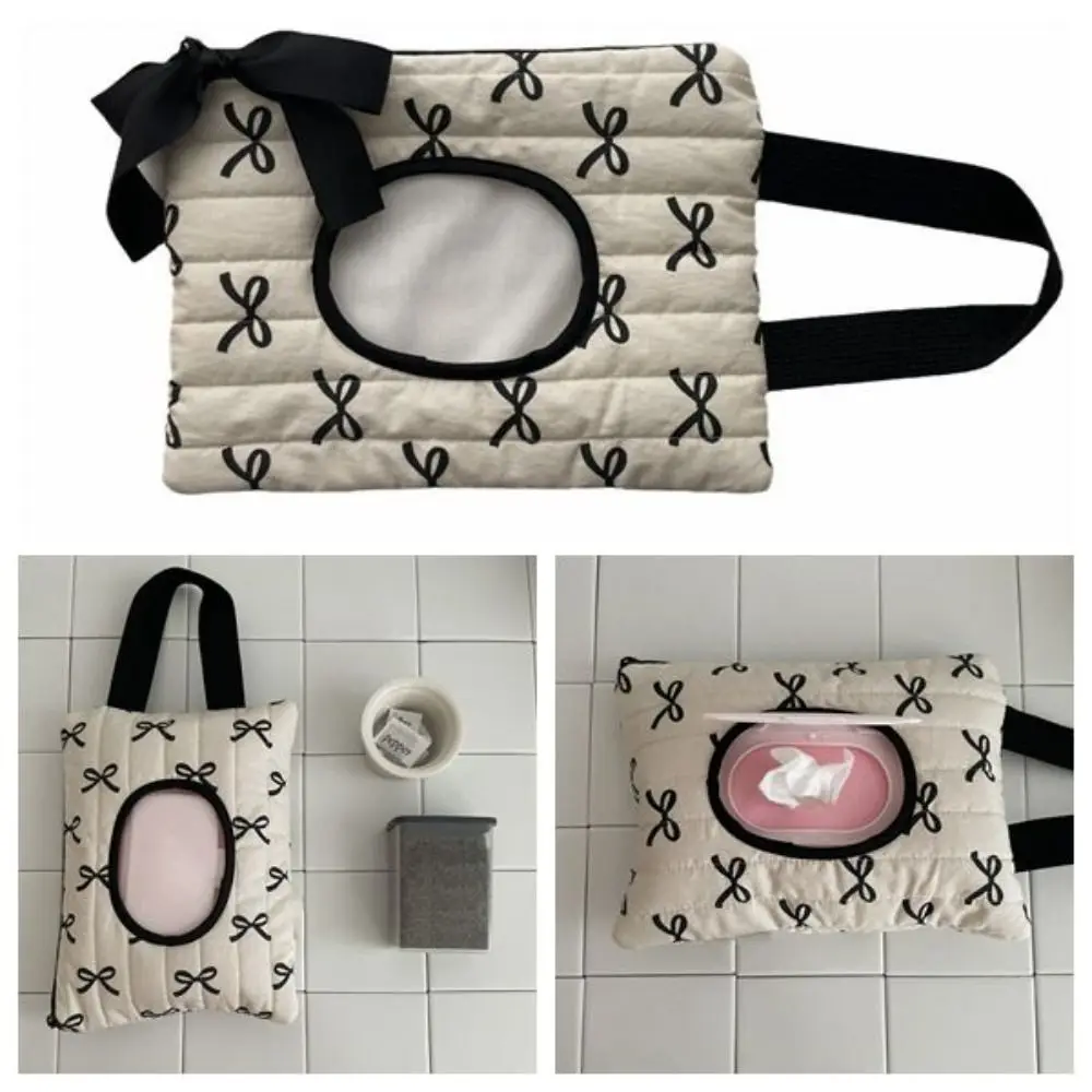 Durable Bowknot Paper Napkin Boxes New Y2K Portable Issue Bag Convenient to Use Cotton Tissue Bag Storage