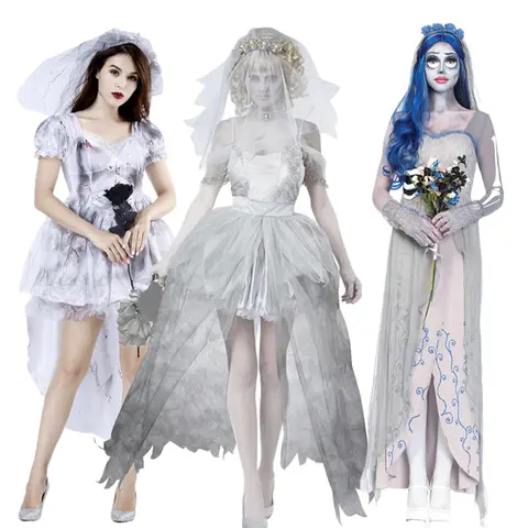 Movie Corpse Bride Cosplay Emily Dress Fantastic Costume Suit Disfraz Female Roleplay Outfit Dress Up Halloween Carnival