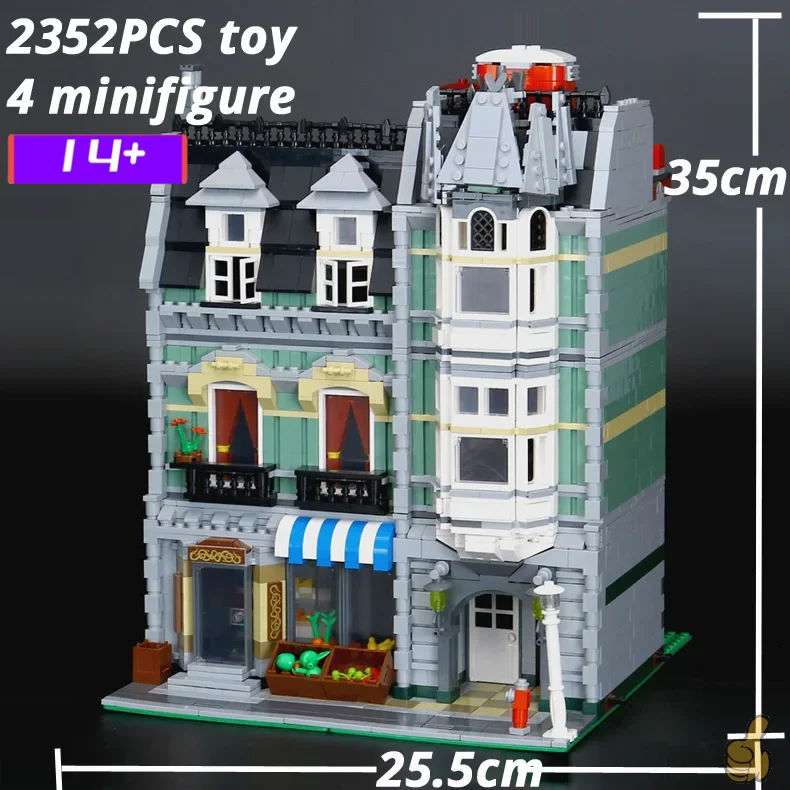 2352 Piezas de Bloques de Construcción de Supermercado Verde, Ladrillos de Juguete para Niñas, Cumpleaños, Navidad, Compatibles con 10185 15008