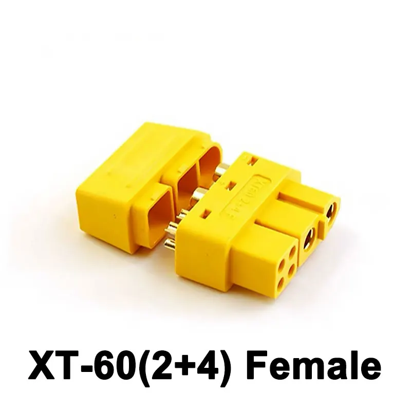 2+4 XT60 mit Signalpin Modellflugzeug Hochstrom-Lithium-Batteriestecker Männlich Weiblich 6-polig Schweißdraht-Verbinder mit Hülle