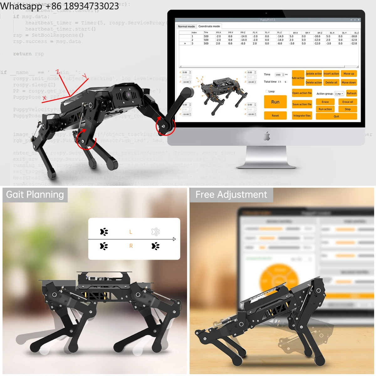 Hiwonder PuppyPi AI Vision ROS Open Source 8DOF Quadrupède Chatgpt Robot Chien alimenté par Raspberry Pi 5 Kits robotiques éducatifs