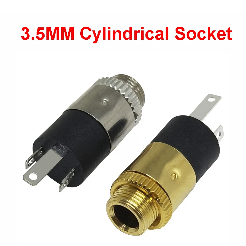 3.5MM Cylindrical Socket PJ-392 Stereo Female Socket Jack With Screw 3.5 Audio Video Headphone Connector  GOLD/SILVER PLATED