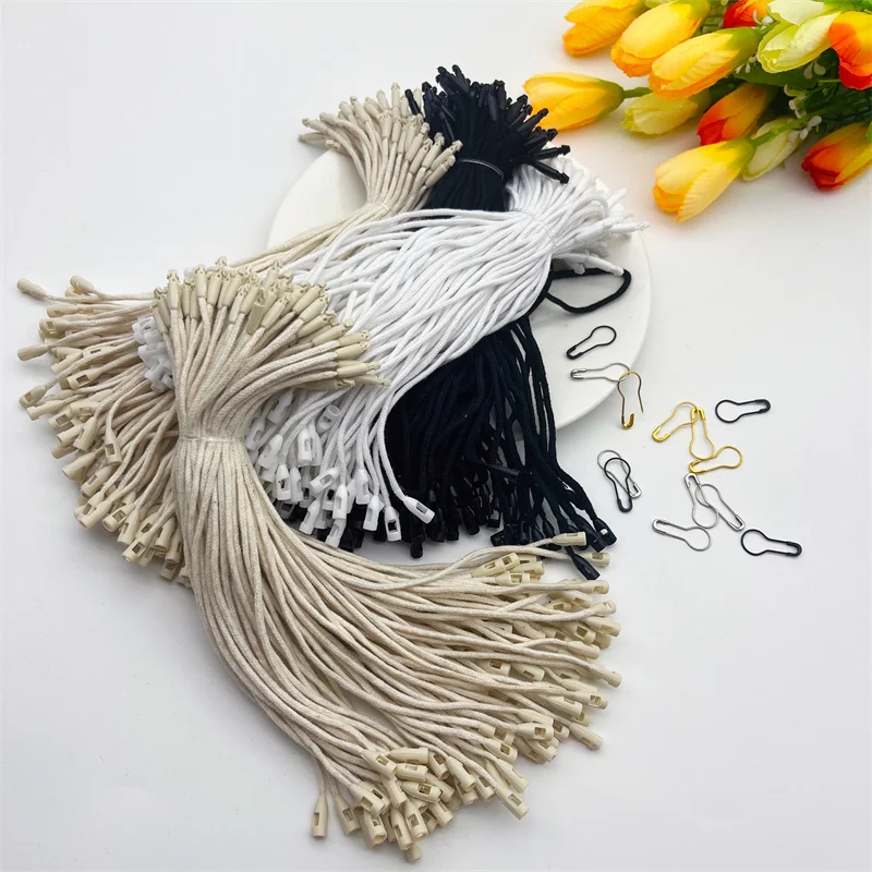 

3000PCS 20CM Garment Tag Rope Cotton Ropes For Gift Packaging Label Pin DIY Party Decoration Pendant String Snap Lock Wholesales