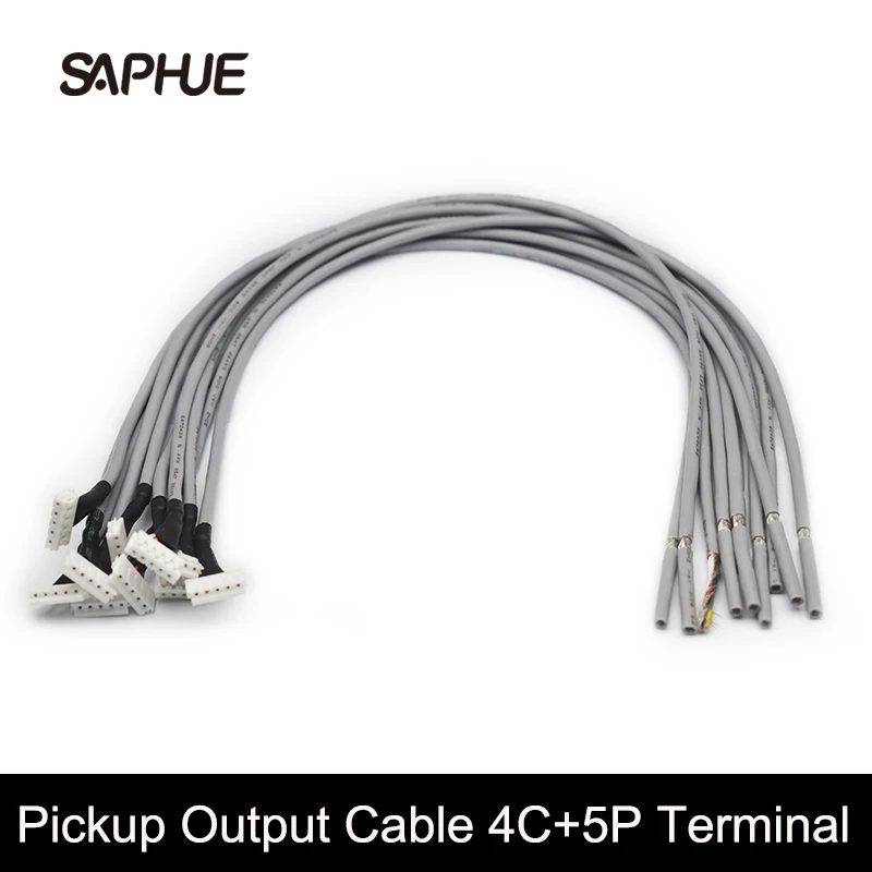 20Pcs Guitar Pickup Output Cable 4 Conduct+Braiding with 5P Terminal 450MM Coil Splitting Cable Black Plug Direct Grey