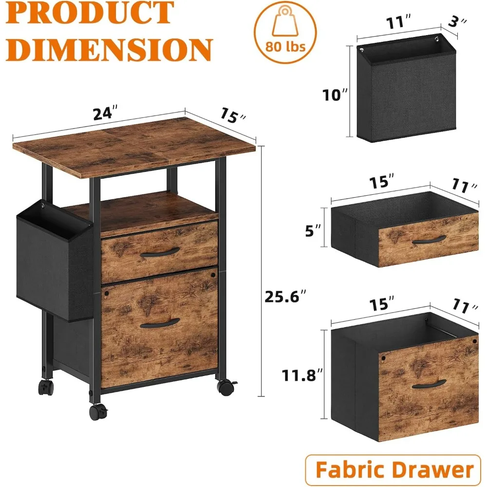 2 MELFile Cabinet avec 24 en effet couleur arc-en-ciel, Meuble de classement mobile, Meuble de classement vertical roulant avec sac latéral