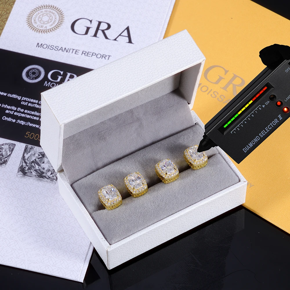 

Серьги-гвоздики ESKEEM Iced Out D Color VVS с муассанитом и большим камнем, посеребренные украшения в стиле хип-хоп для женщин и мужчин, изысканные ювелирные изделия в подарок