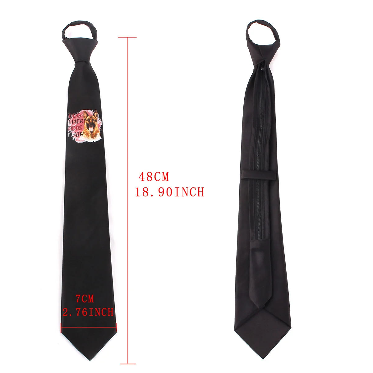 Hot Selling Style Zipper Ties for Men Women Easy Pull Black Neck Tie Polyester Funny Print Neckties for Boy Girls
