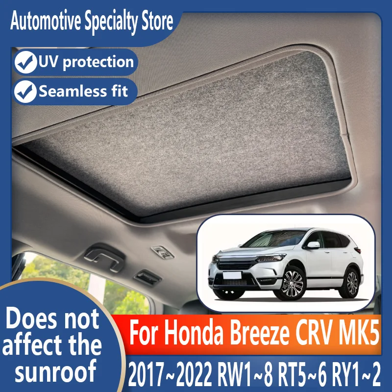 For Honda Breeze CRV 2017~2022 21 Car Sunroof Insulation Roof Visor Electrostatic Adsorption Suede Fabric Sun Protection Anti-UV