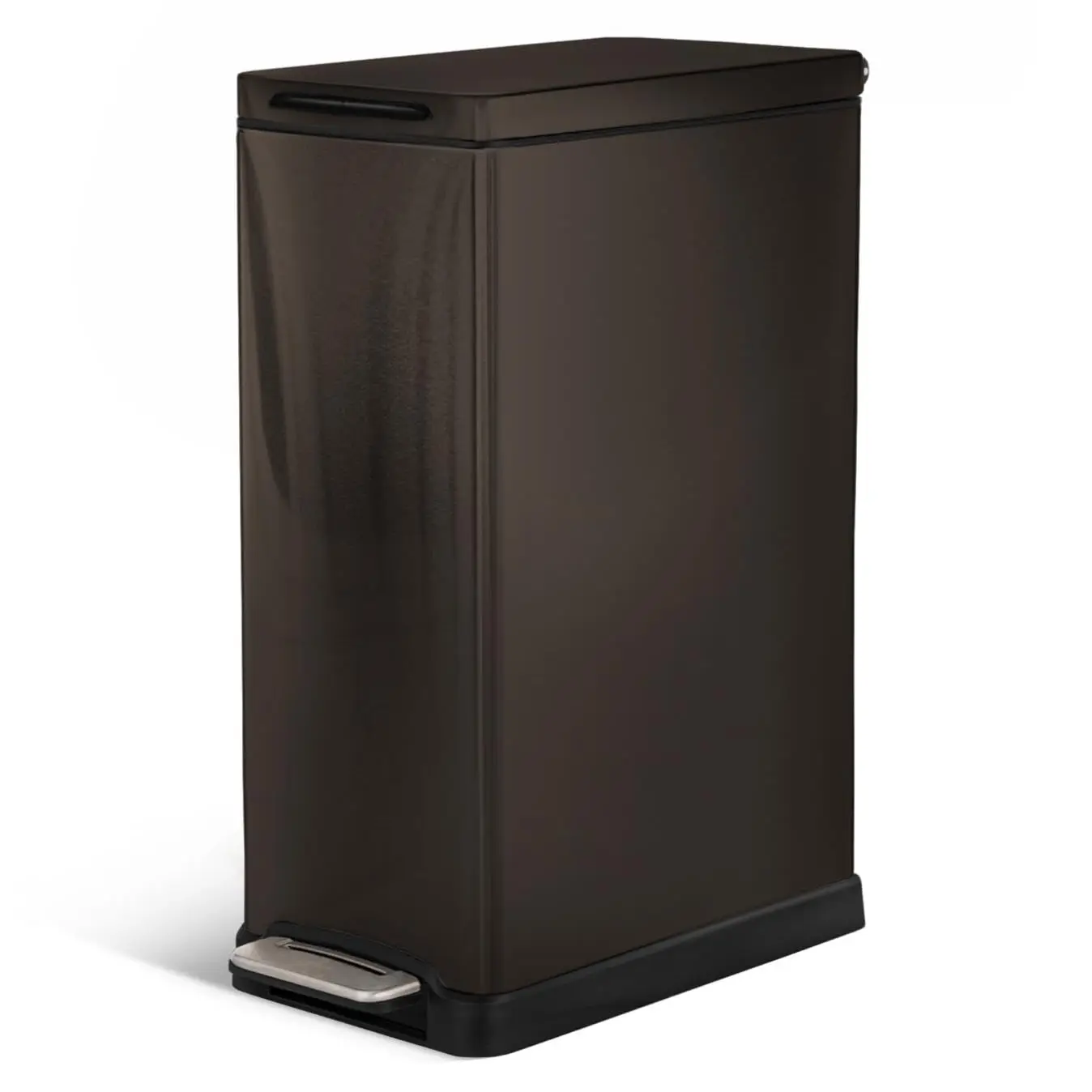 

Home Zone Living 12 Gallon Slim Kitchen Trash Can with Soft Close Lid, Step Pedal, Bag Tuck Band, and Removable Liner, Stainless