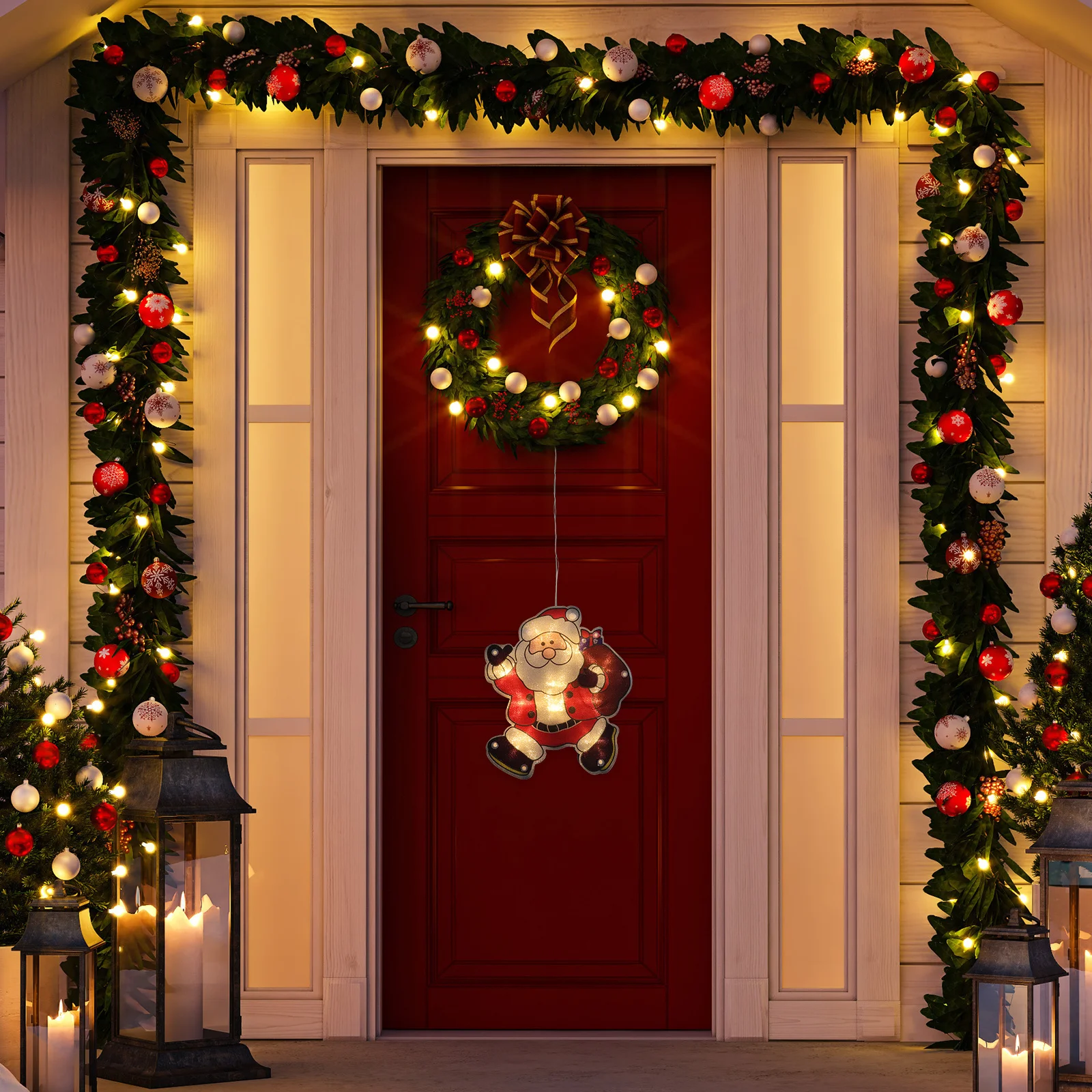 شفط كأس عيد الميلاد زينة ضوء تصميم موضوع جميل سهلة التركيب تفكيك مصباح حفلة نافذة متجر شفط الضوء #4