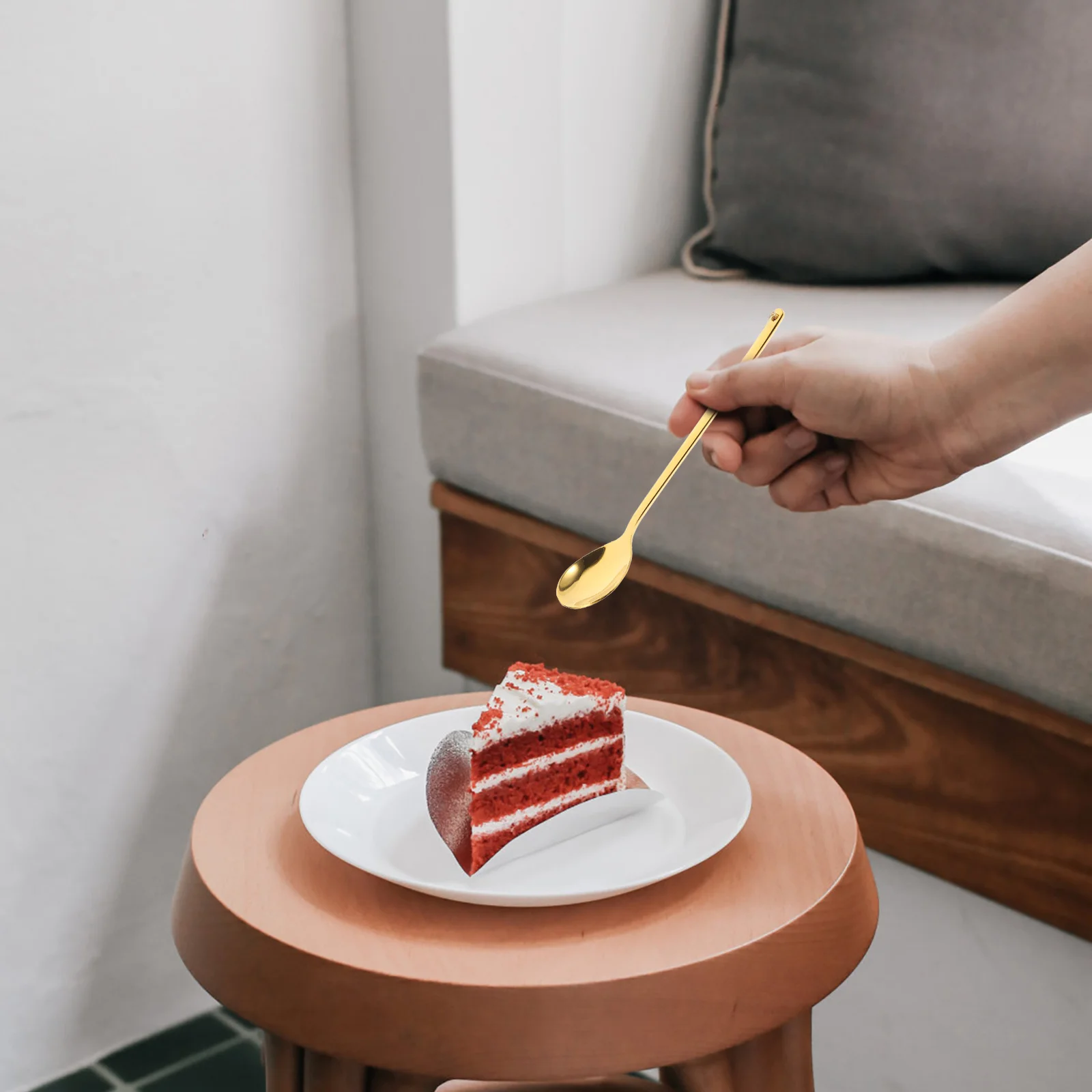 1 مجموعة القهوة اثارة ملعقة الفولاذ المقاوم للصدأ سطح أملس مقبض مريح عيد الميلاد تصميم الغذاء مغرفة للحلوى