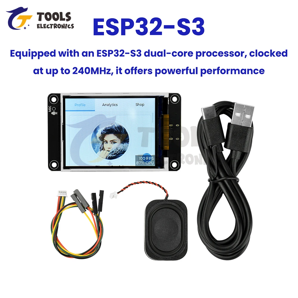 ESP32-S3 Development Board 2.8-Inch TFT Touch Screen WiFi Bluetooth AI Display Module with Type-C Interface for Xiaozhi