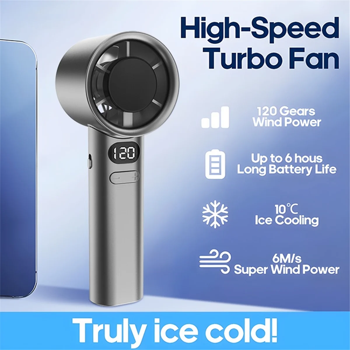 120 Gears Handheld Fan Portable 120 Wind Speed Mini Bladeless Hand Fans Rechargeable Office USB Electric Fan