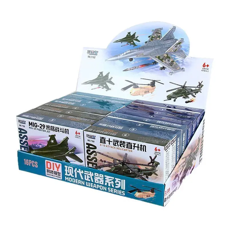 Uma peça mini jatos de combate modelos de helicóptero diy montado aeronaves brinquedos presentes das crianças kits de construção educacional para crianças
