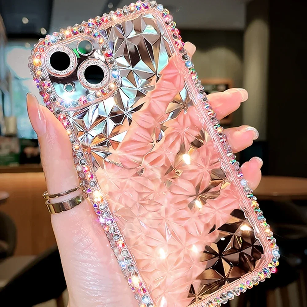 Mode Glitter Bling Diamond Transparant Soft Case voor iPhone 16 15 14 13 12 11 Pro Max 16 Plus X XR Xs SE Laser Siliconen Cover