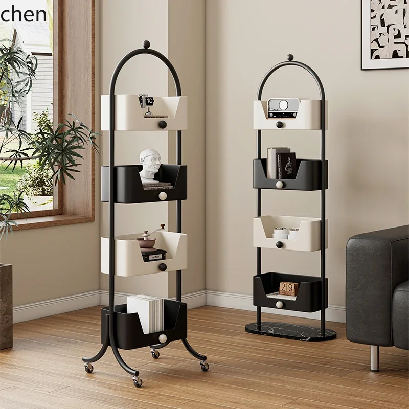 H5.22 Movable Floor Rotating Shelf Toy Snack Shelf Wall Small Bookcase