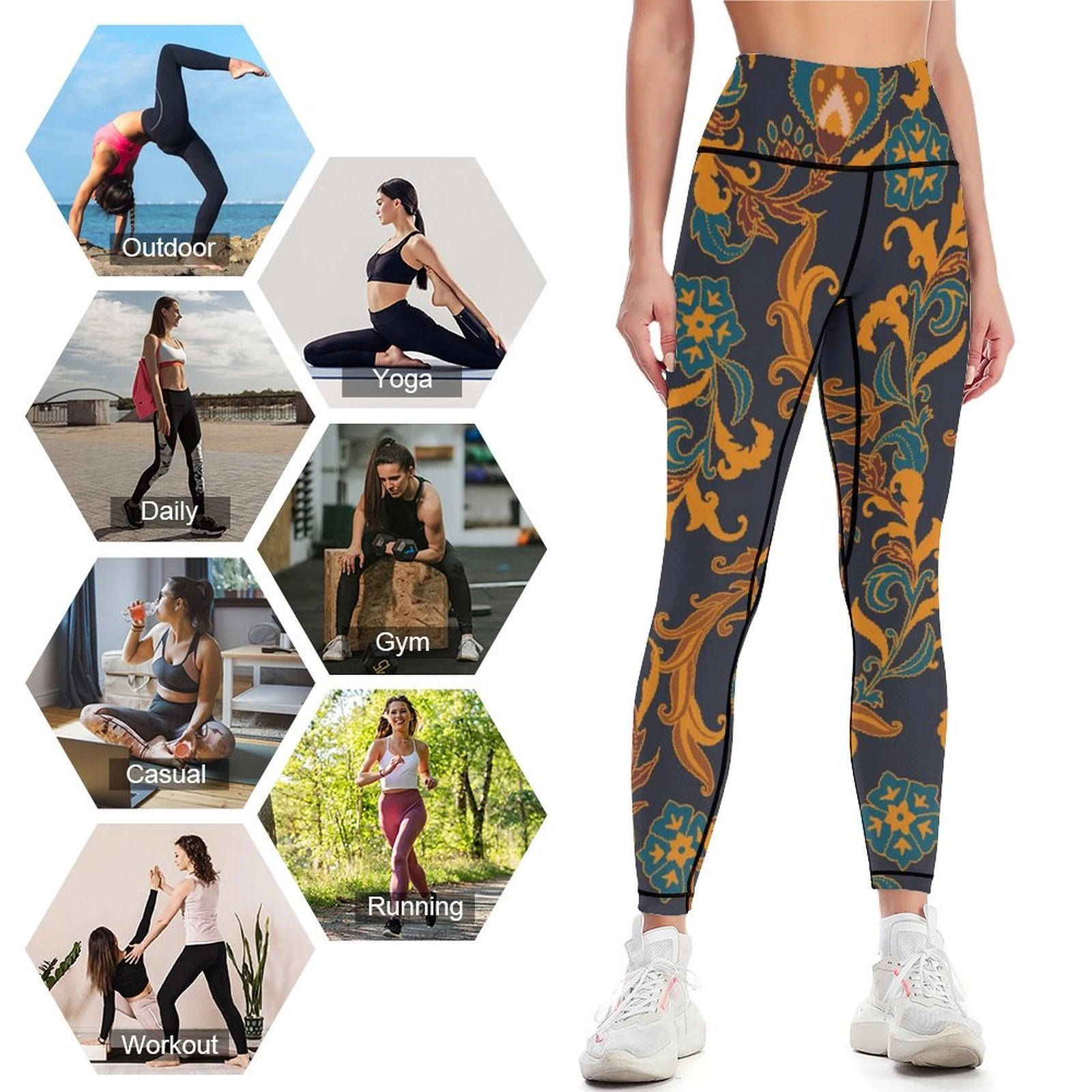 Buysing Sexy Leggings Calças Paisley Calças Inverno Cintura Skinny Ginásio Lazer Calças Justas Térmicas Yoga Roupas para Mulheres