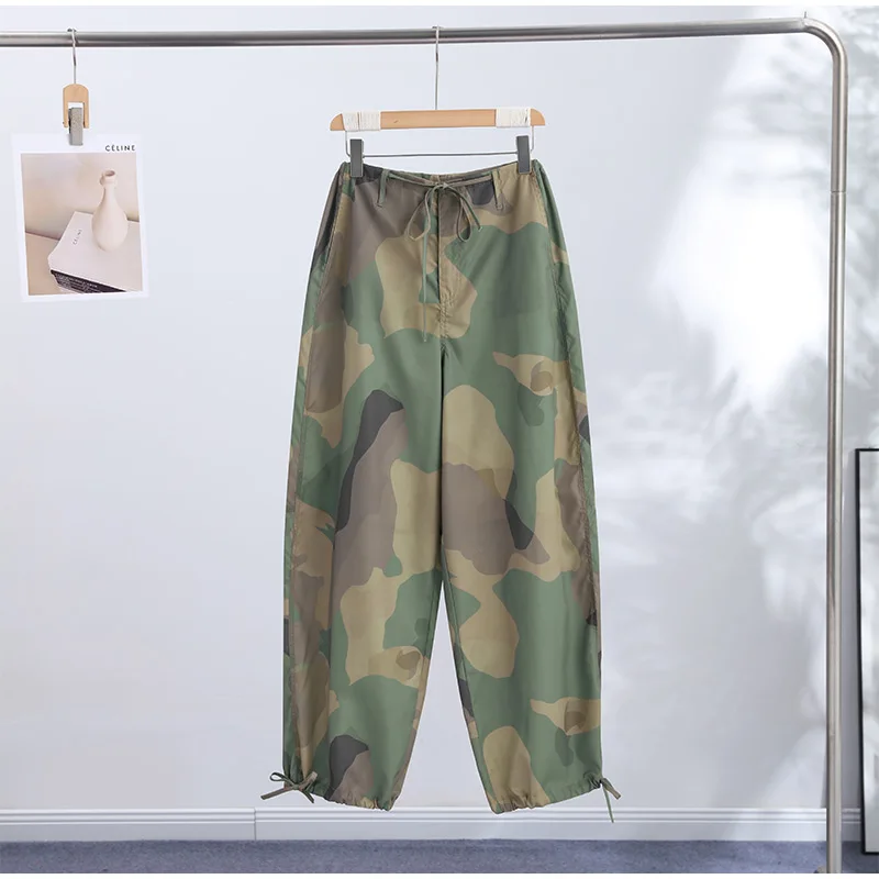 Elegant Printed Women's Pants Lace-Up Loose Soft Lady Long Trousers 2026 Autumn Winter Chic New Female All-Matched Street Slacks