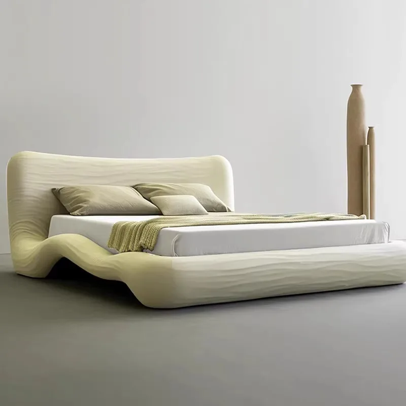 Fabric Modern simple Girls Bedroom Cream wind table Wedding bed French floor