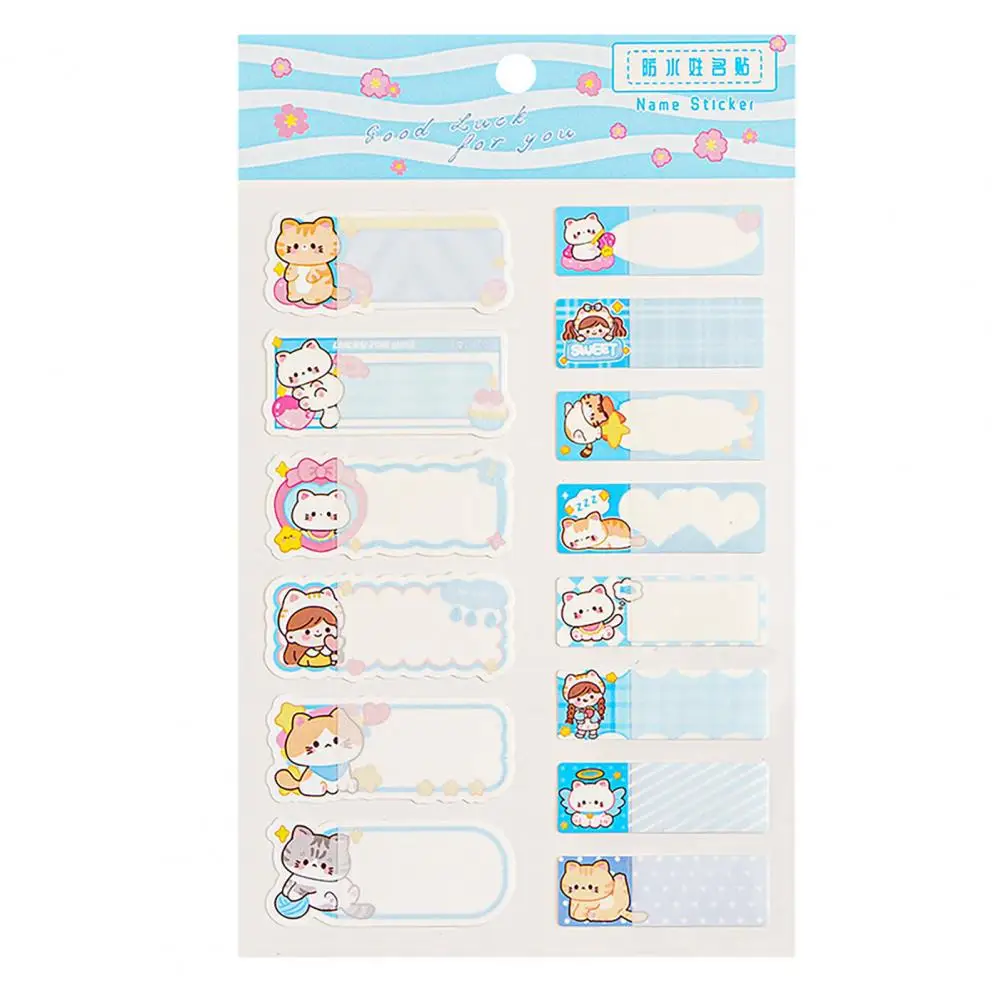 Женские наклейки с мультяшным рисунком и именем, водостойкие самоклеящиеся этикетки для скрапбукинга, милые школьные принадлежности, 14 шт.