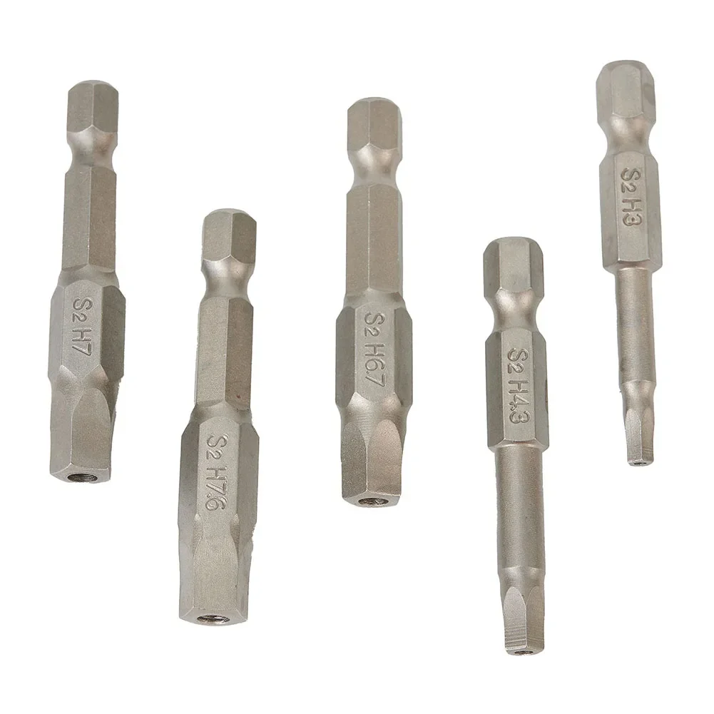 Drill Screwdriver Bits Tools 1/4 Inch 5pcs High Pentagonal Quality Set Steel W/Hole Equipement 5-Piece 50mm Bit