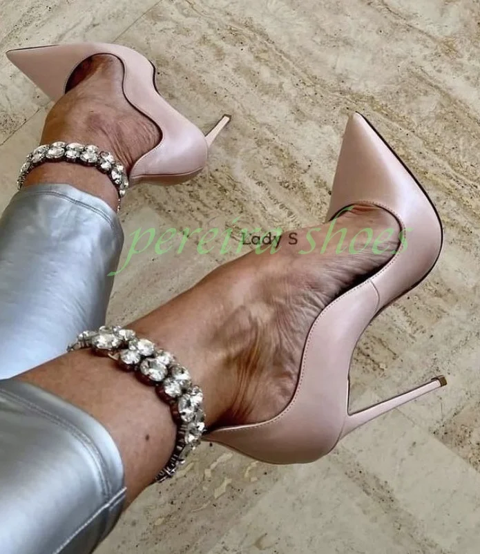 Lady Pointed Toe Pu Slip-On Pumps Footwear Pointed Toe Runway Stiletto Heel Daily Sexy Office Lady Elegant High Heels Size 3446