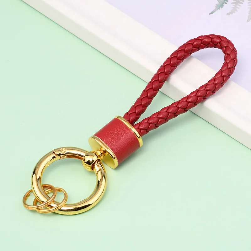 Simple Leather Keychains Unisex Weave Lanyard Keyring Men Women Car Key Holder Key Cover Auto Keyring Accessories Gift