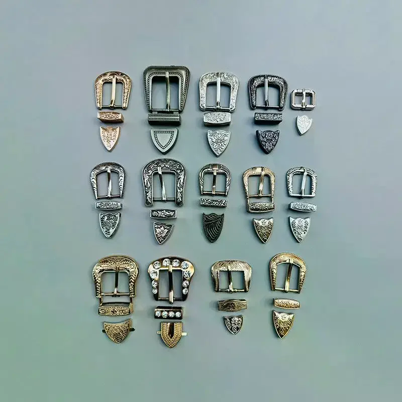 

1 Set Three-Piece Belt Buckle Set Vintage Carved Pin Buckle Set DIY Leather Waistband Parts Accessories