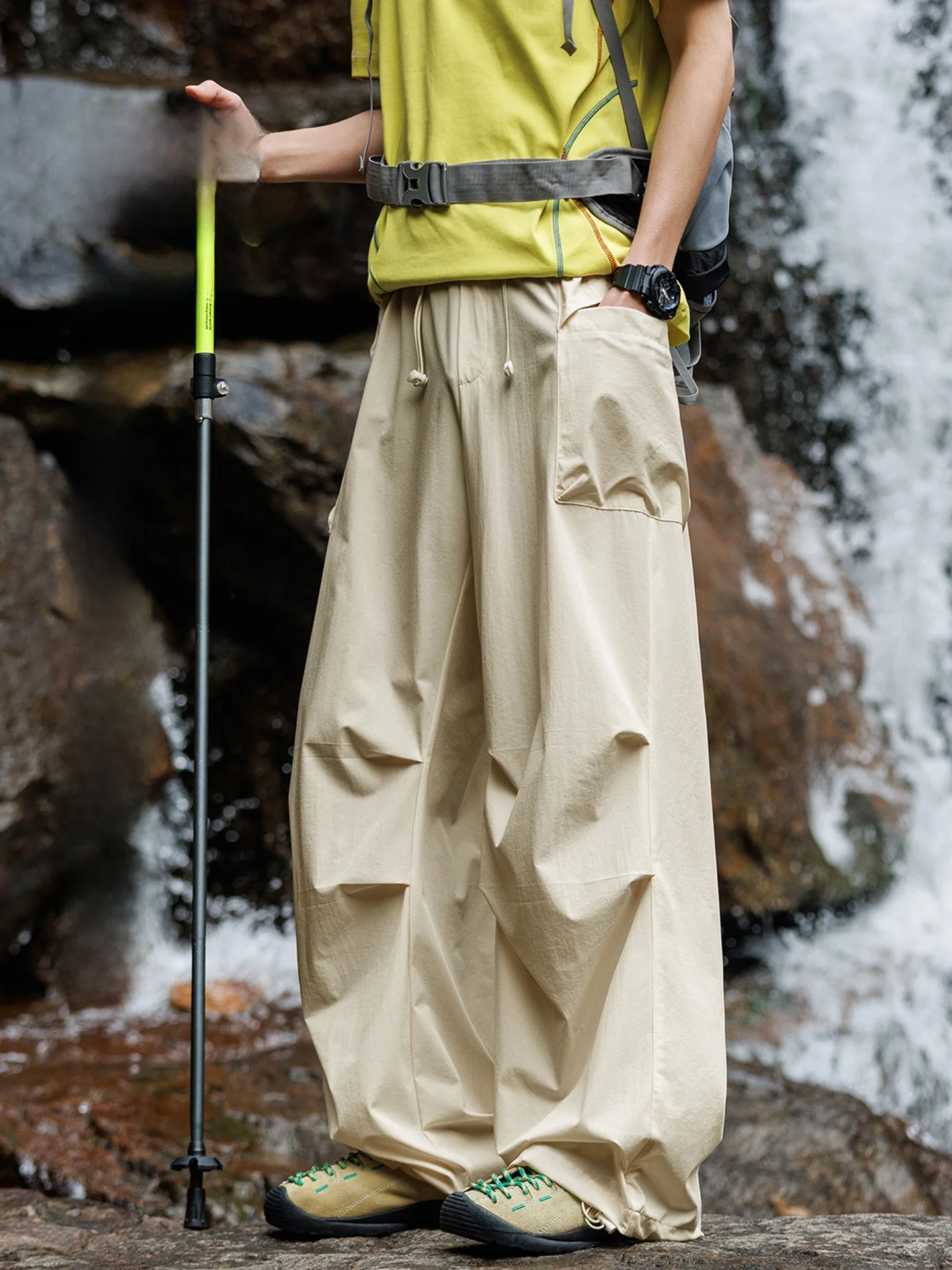 Quick Dry Lightweight Outdoor Work Trousers Straight Leg Ice Silk Wide Leg Men's Hiking Mountain Climbing Pants Unisex