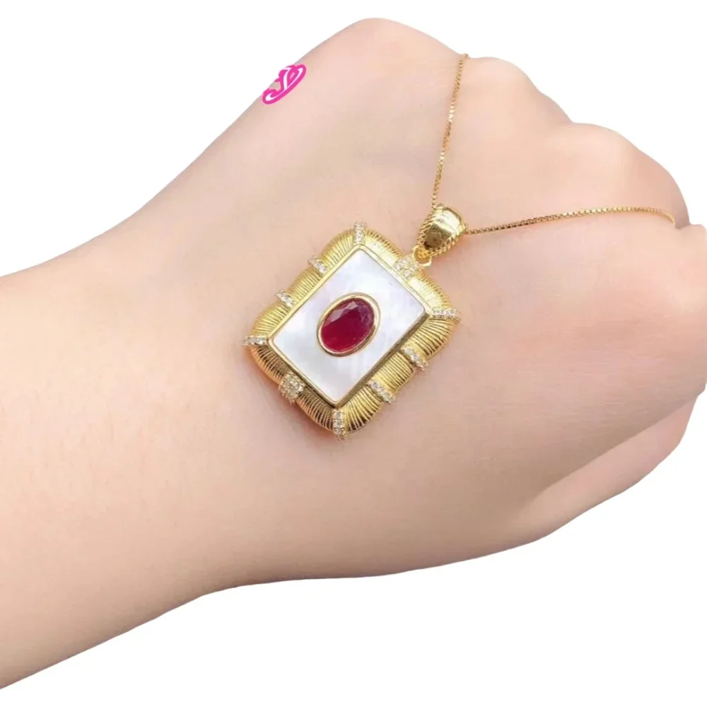

KJJEAXCMY 925 Sterling Silver Natural Colored Ruby Women's Pendant Girl's Party Birthday and Christmas Gift